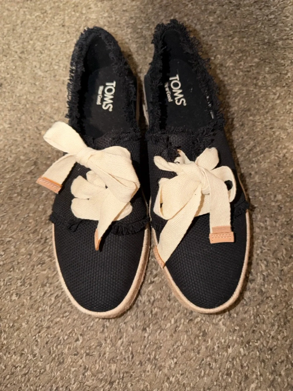 Tom’s Black and Tan Carolina Lace-Up Espadrille